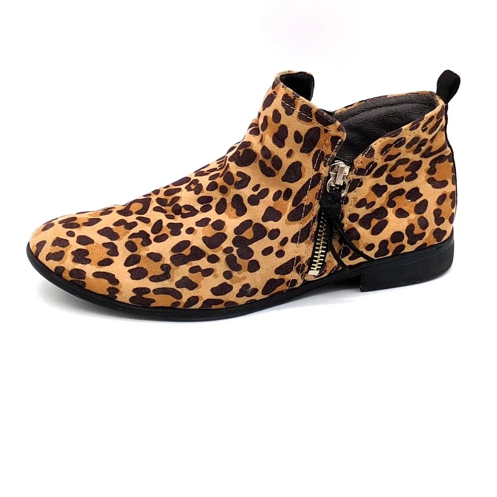 Dr. Scholl's Boots‎ Womens Rate Zip Brown Leopard 6 Ankle Bootie Shoes Side Zip